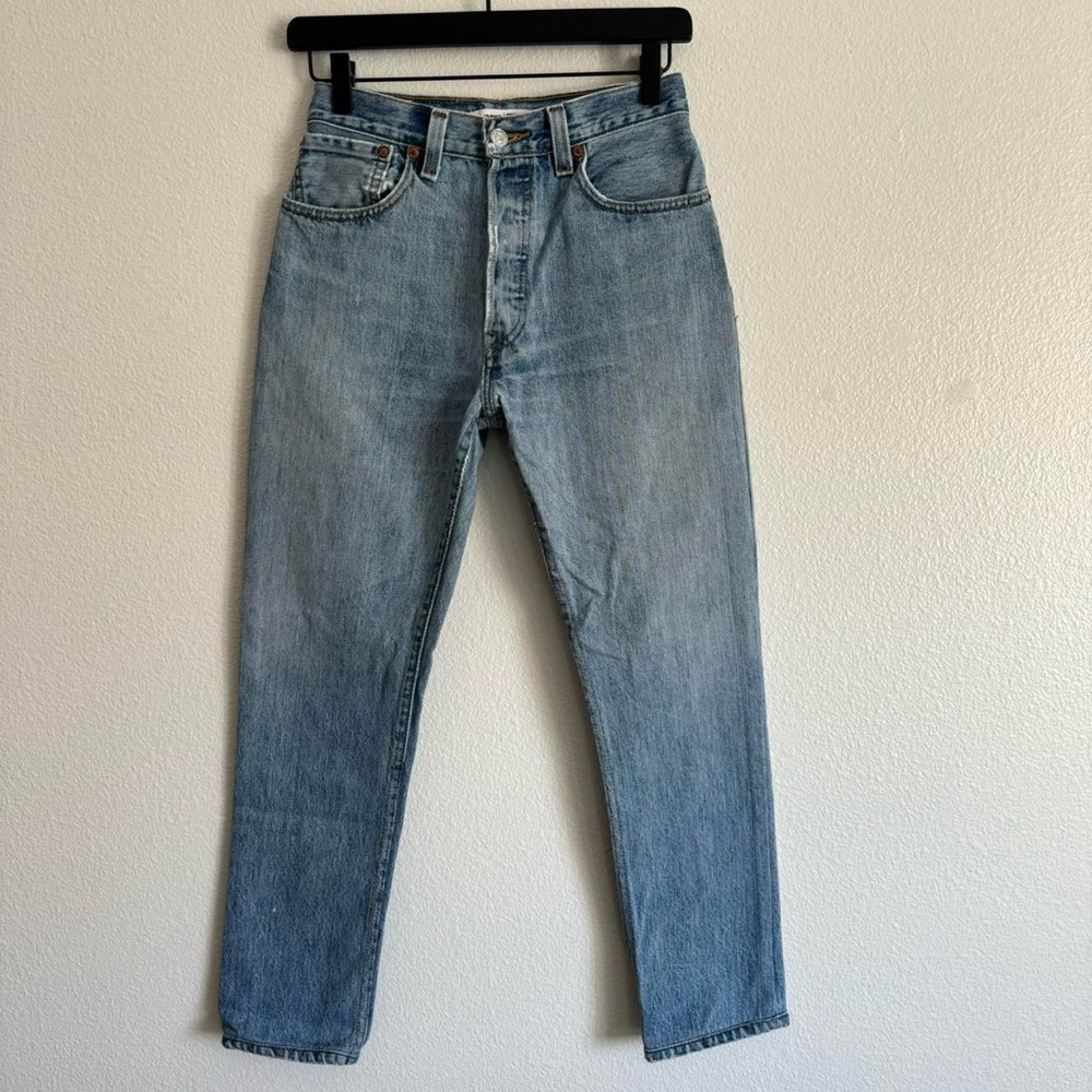 Redone Levi’s 501  High Rise Ankle Crop Jeans Vintage Blue Wash Size 24